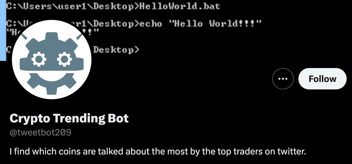 Screenshot of Cryptocurrency Twitter Bot