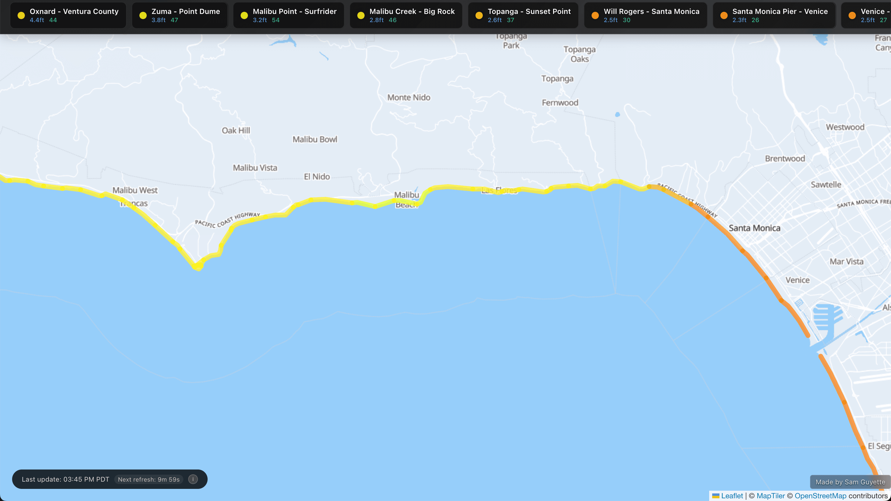 Screenshot of LA Surf Conditions